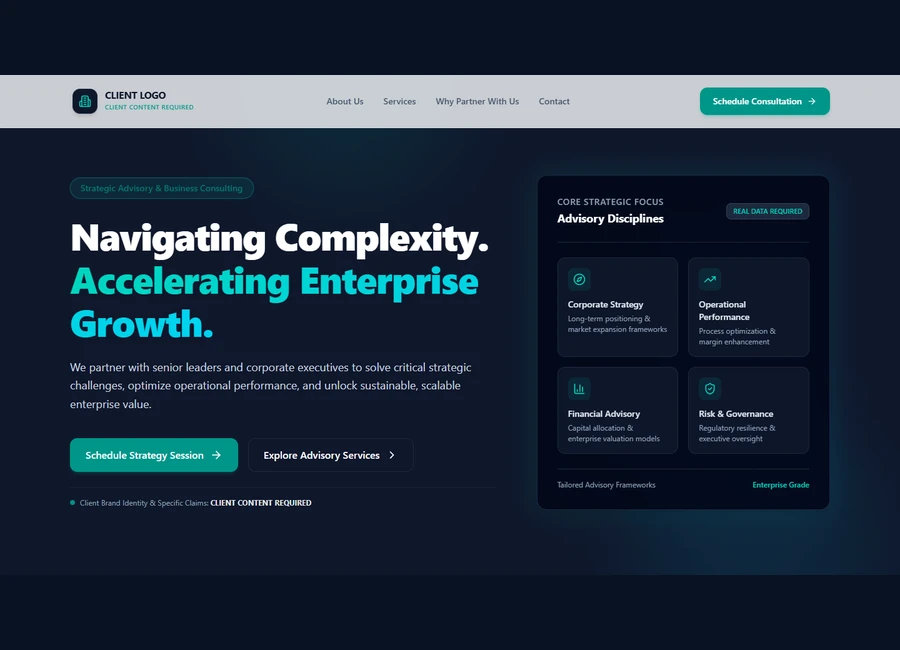 Corporate Business Consulting Landing Page showcase